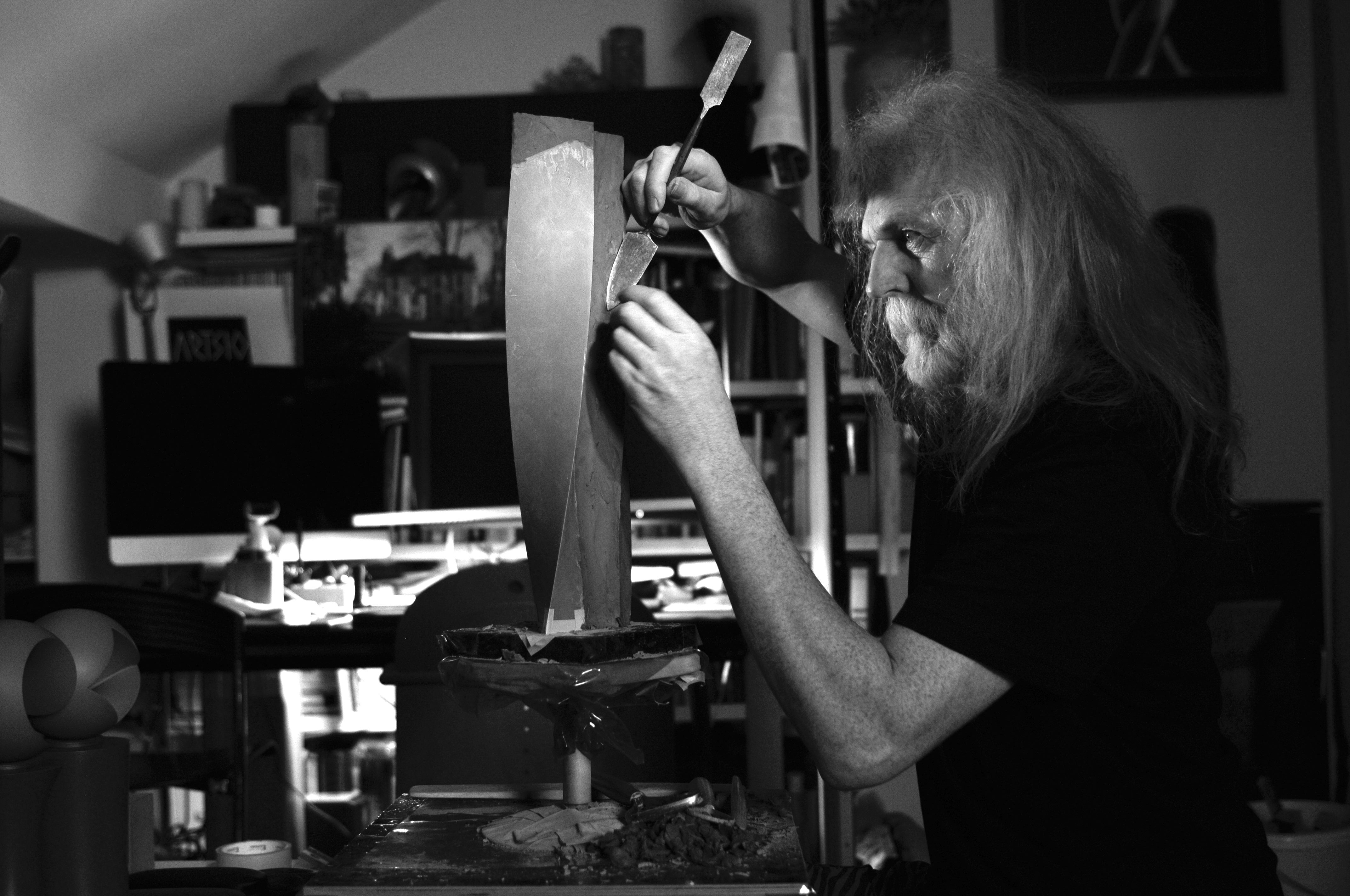 Vlastimil Beránek during making of initial models in atelier